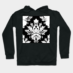 Damask White and Black Bold Medallion Pattern Hoodie